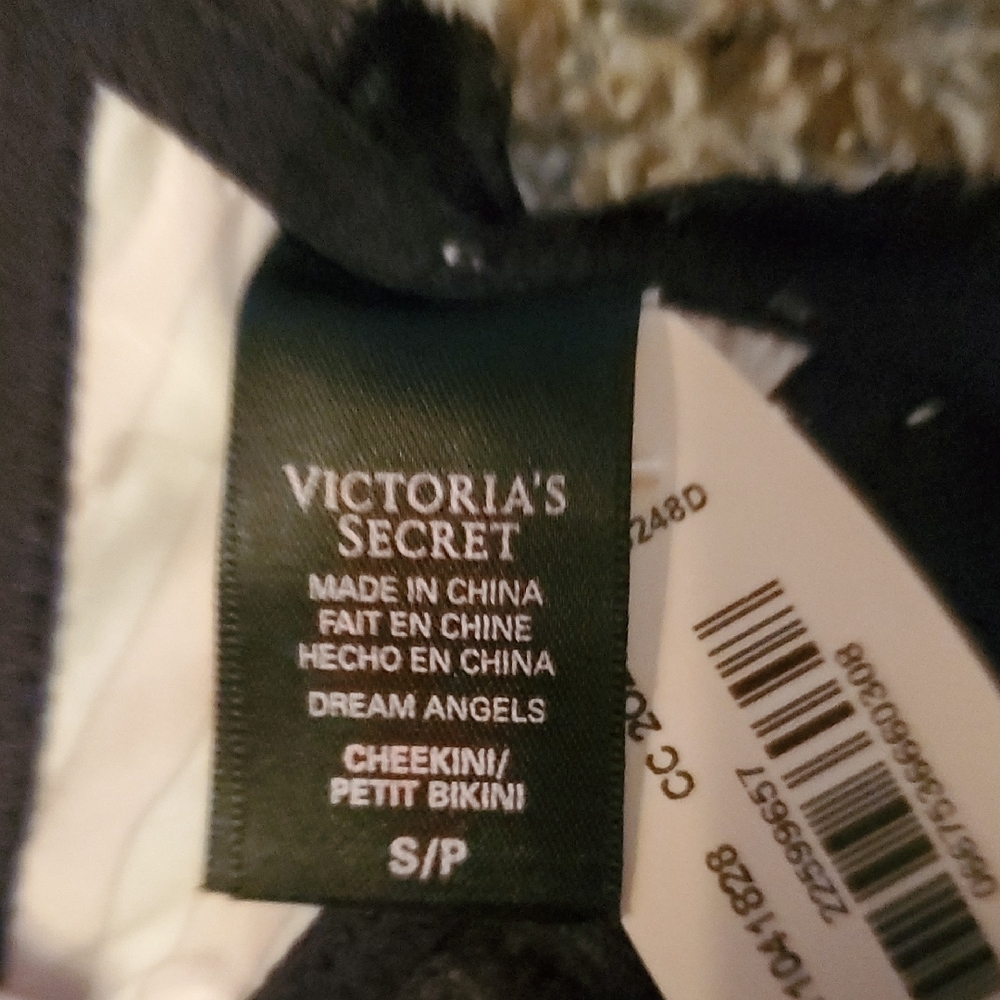 Victoria's Secret Black Lace & Light Pink Striped Cheeky Panty - Picture 3 of 4